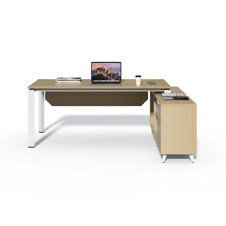 Luxury Modern Design Office Desk with Curve Edge Banding Ergonomic Workspace Manager Computer Desks Villas Wooden Metal Material