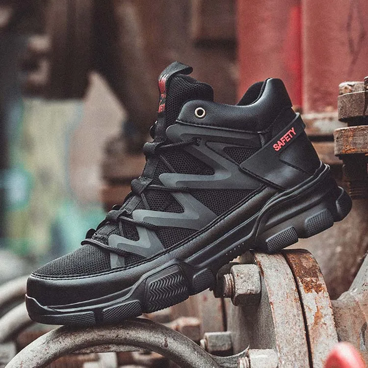 Alibaba Real Factory Custom Rebel Safety Shoes Hiking Crazy Horse Leather Safety Boots Working Boots Rubber Safety Shoes