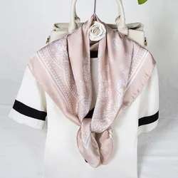 New Real Silk Square Scarves Women Bandana High Quality Printed Foulard Hair Scarves Bag Tie Soft Neckerchief Bandana