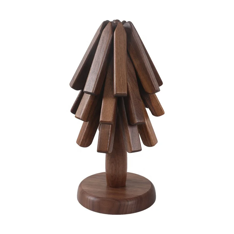 Kiatchen Accessories Tree Shaped Ornaments Black Walnut Solid Wood Insulation Mat Anti Scald Dining Table Mat Dish Cup Coasters
