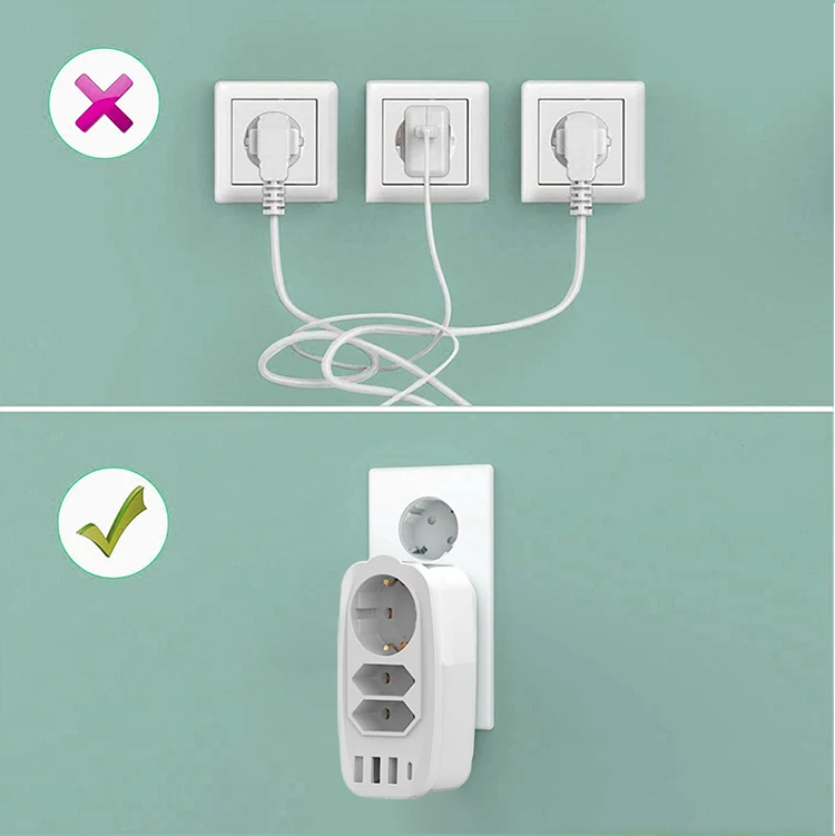 Universal Socket Electrical Expansion Power Socket with 3 x USB and 1 x Type C Office Desktop High Quality Electrical Smart Plug