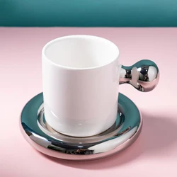 Hot selling custom colors household office coffee cups afternoon tea ceramic cup saucer set