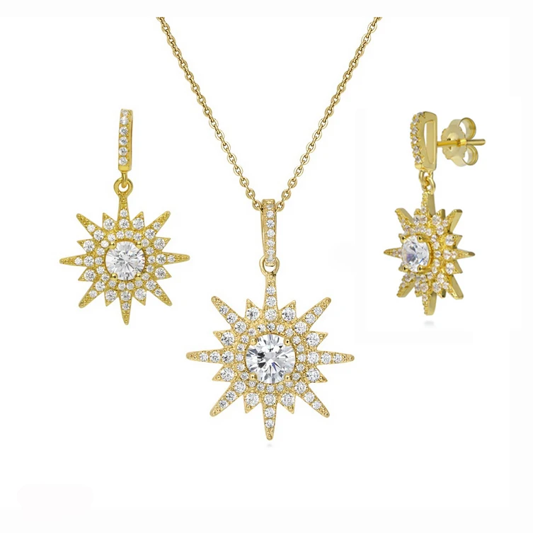 High quality Custom 925 Silver 18K Gold Plated Jewelry Set