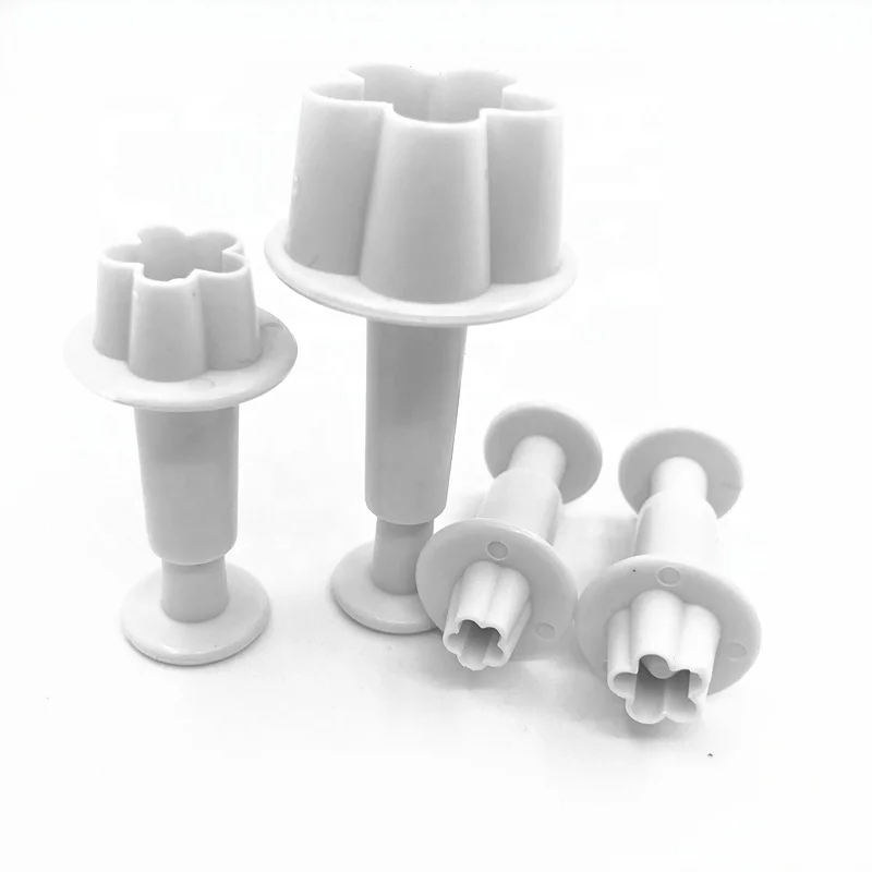 DIY Popular 3pcs Little Flower Shape Plastic Plunger Fondant Cutter Set Cake Decorating Tools