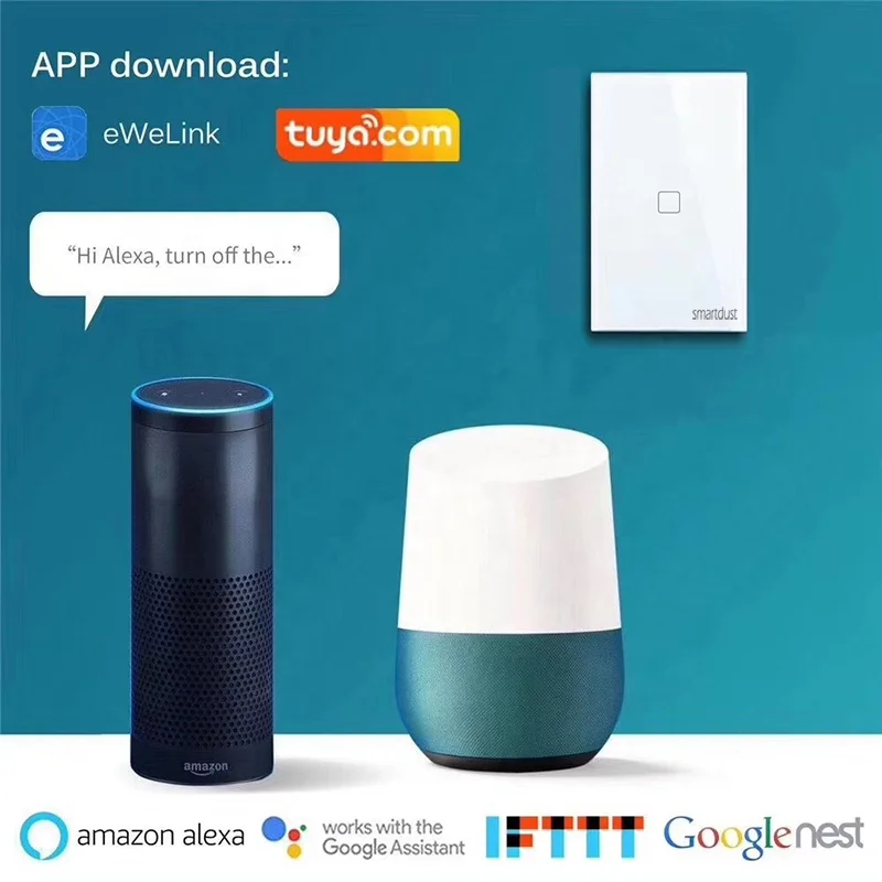 Good Quality Wifi Wall Smart Switch UK Africa Full Tempered Glass Panel Smart Switch WIFI 4Gang  CE Certified