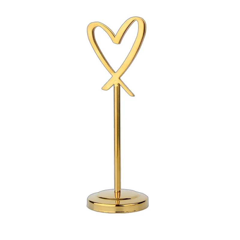 In Stock Heart-shaped Stainless Steel Menu Holder - Essential for Wedding Banquets
