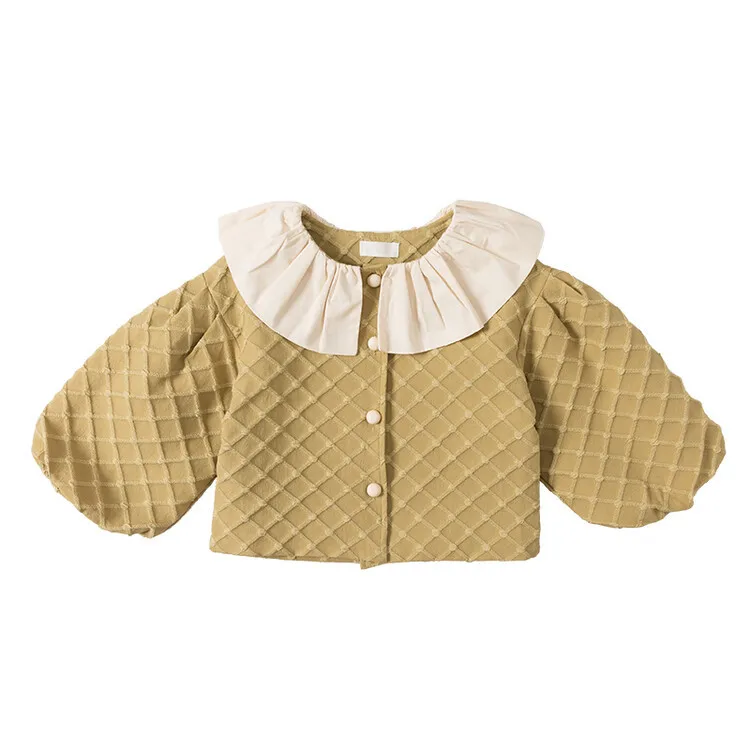 New Korean Style Spring Autumn Children Outwear Puff Sleeve Jacket Sweet Princess Baby Girl Coat
