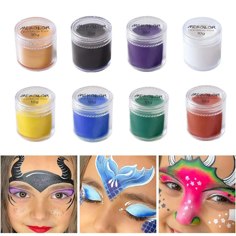 Queens factory 10g Water-Based Face Painting Kits Halloween Party Palette Included for Washable Human Body Paint for Kids