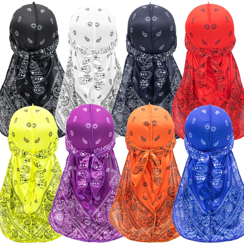 Хип-хоп унисекс Do Du Doo тряпичная Кепка с длинным хвостом Пейсли Бандана шелковистая дураг для мужчин и женщин шелковая 360 волна