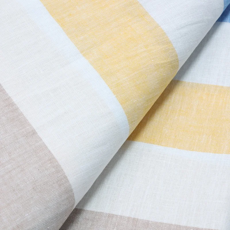 Manufacture Textile  Fabric Yarn Dyed Linen Cotton Multi Stripe for Shirts Men and Women