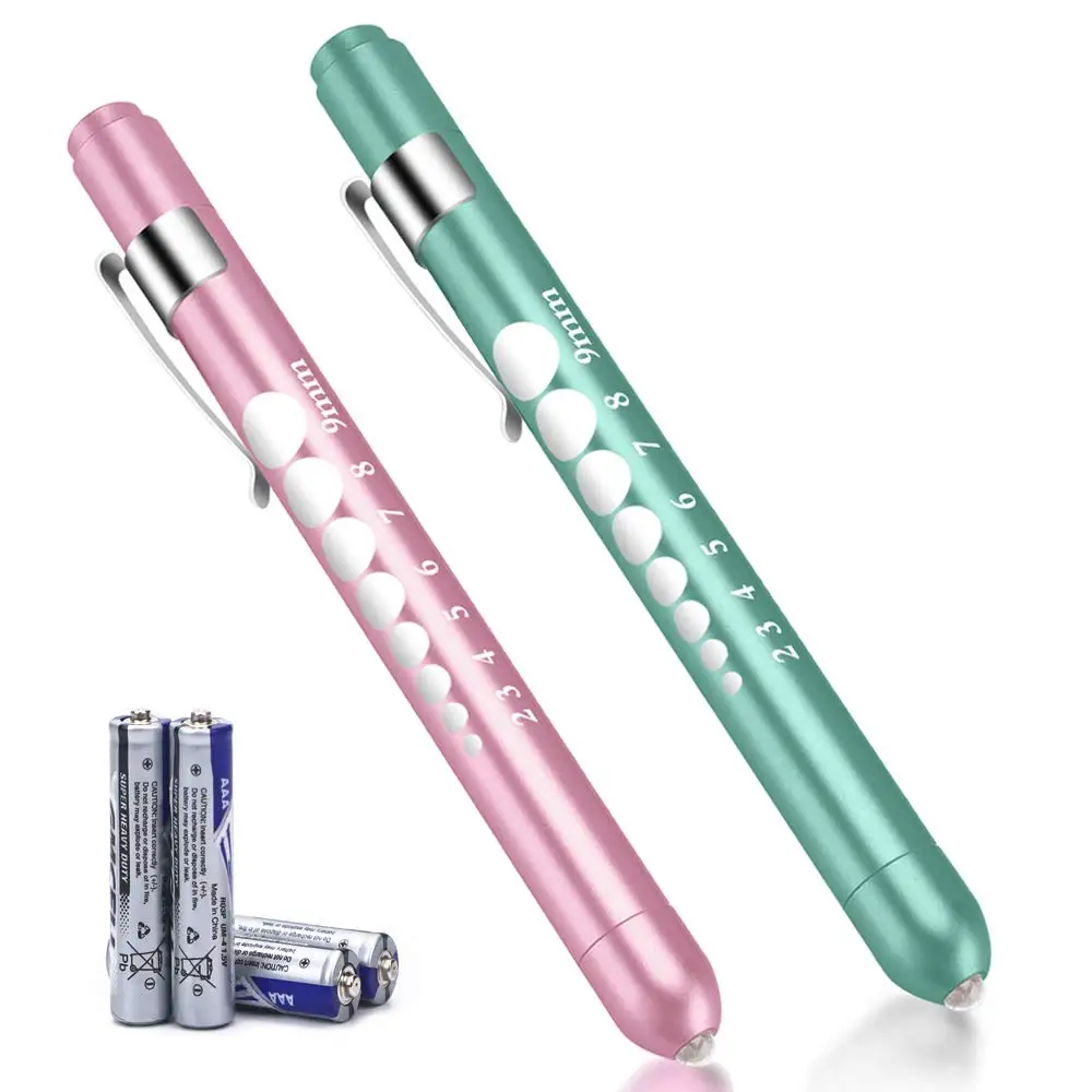 Reusable Penlight LED Tactical Flashlight White Light with Pupil Gauge and Ruler Medical Pen Lights for Nurses Doctors
