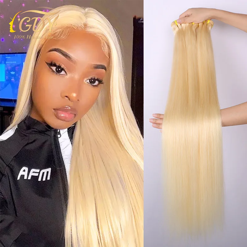 Fast Shipping Large Stocks GDYhair Pure Blonde Hair Bundles Vendors 613 Colored Brazilian Raw Human Hair Weave Bundles