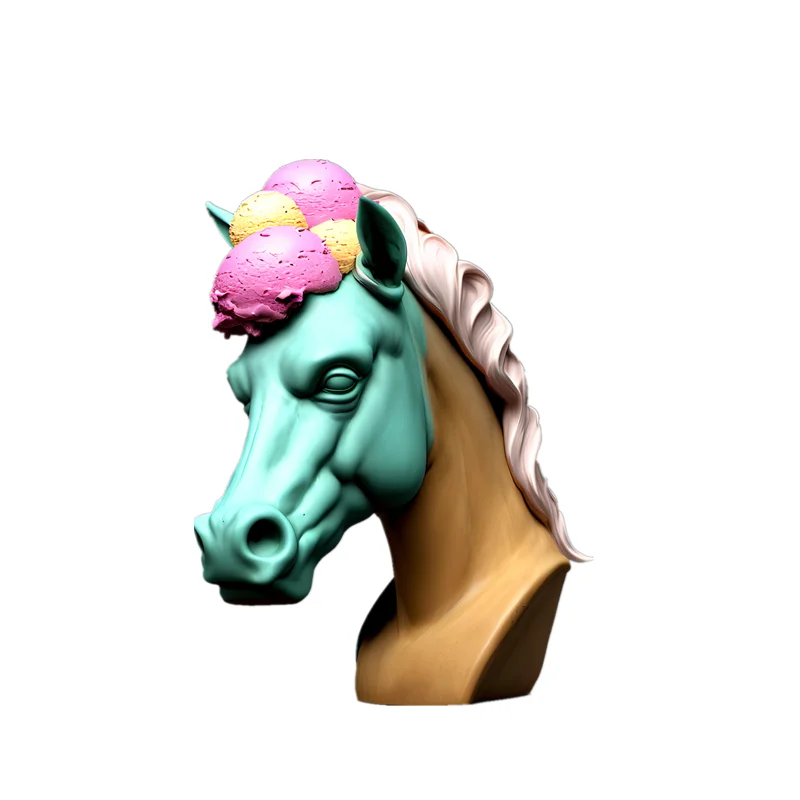 Polyresin Modern art decor Resin ice creamed unicorn horse head bust figure creative new statue home decor