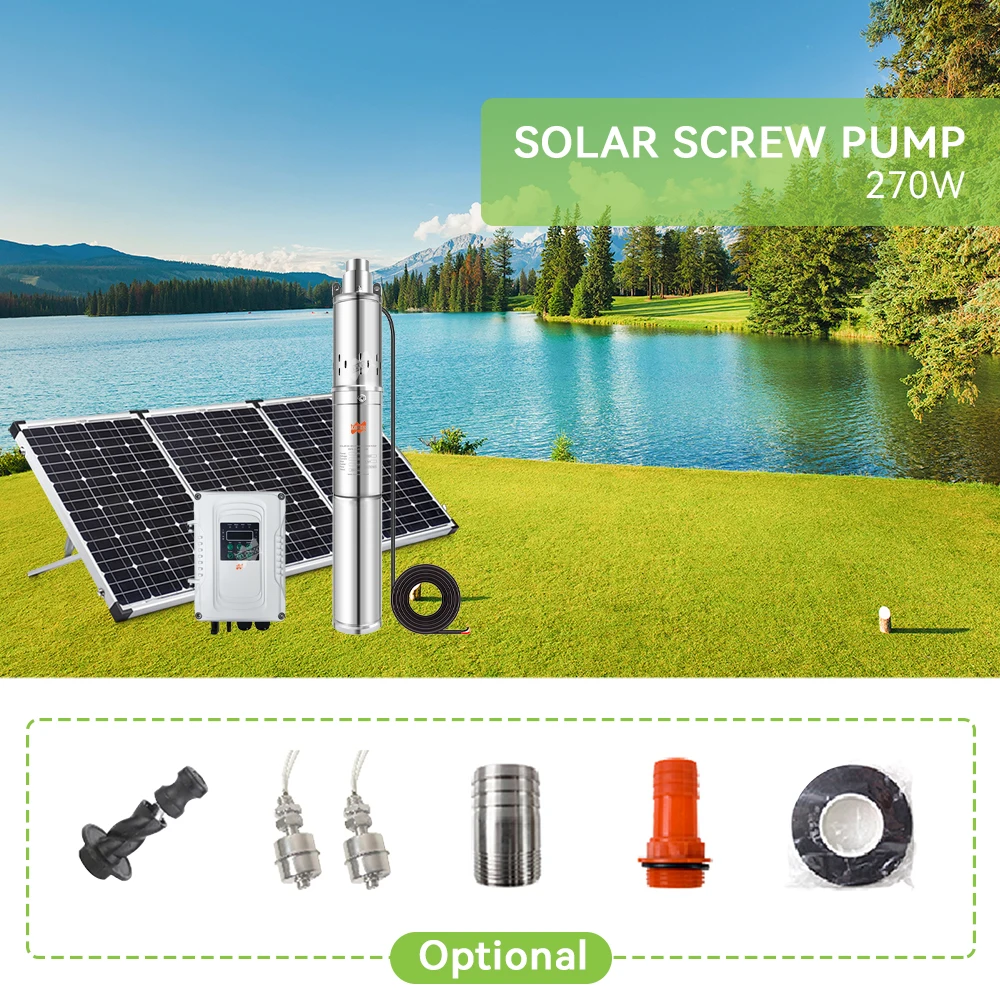 Latest Style Head 30M 80w DC24v Screw Pump DC Pump Solar Water For Deep Well With Solar Mppt Controller for Irrigation