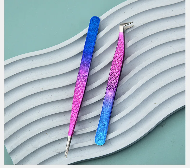 Custom logo Private Label Pink Plastic Lashes Applicator Tweezers Bulk Magnetic Lash Tweezers packaging False Eyelash Tweezers