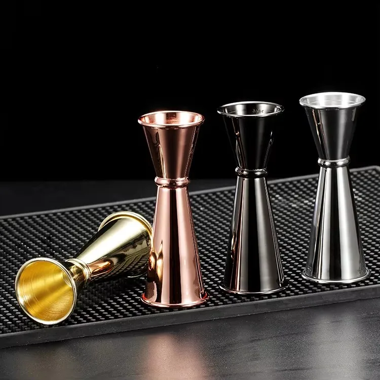 R 304 Stainless Steel Roll-Rim Jigger Measuring Caduated Ounce Cups for Cocktail Bartending Home Party Uup Grse Hotels Bar Tools