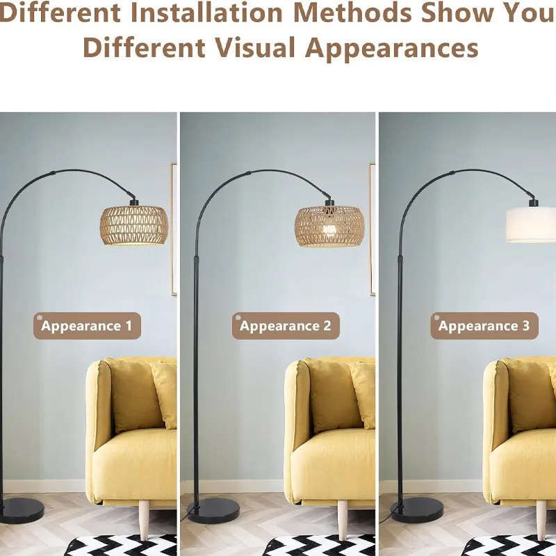 Modern living room fall simple sofa side bedroom bedside lamp retro cream style guesthouse rattan woven lamps floor lamp