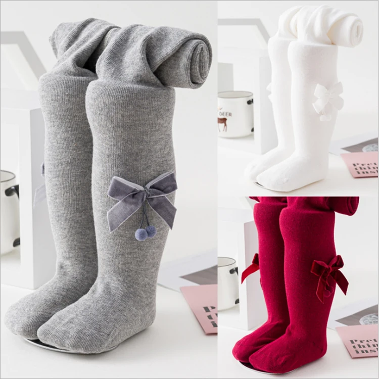 New Cheap Long Socks For Baby Girl Stockings Children Pantyhose With Bows Baby Tights And Socks