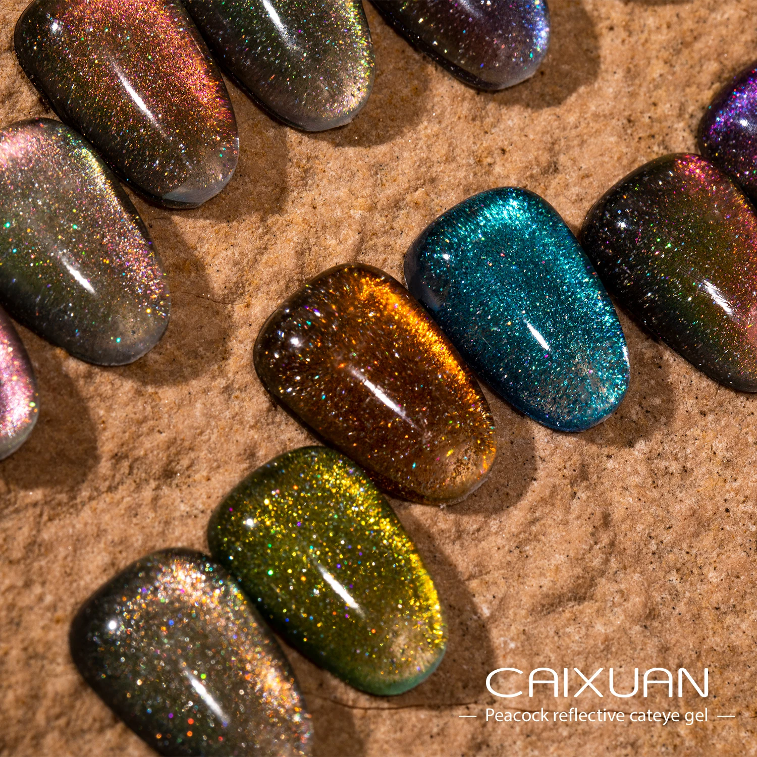 Caixuan NEW Cat Eye Private Label Soak Off Uv Led Gel Polish 1Kg Packing Peacock Reflective Cat Eye Gel