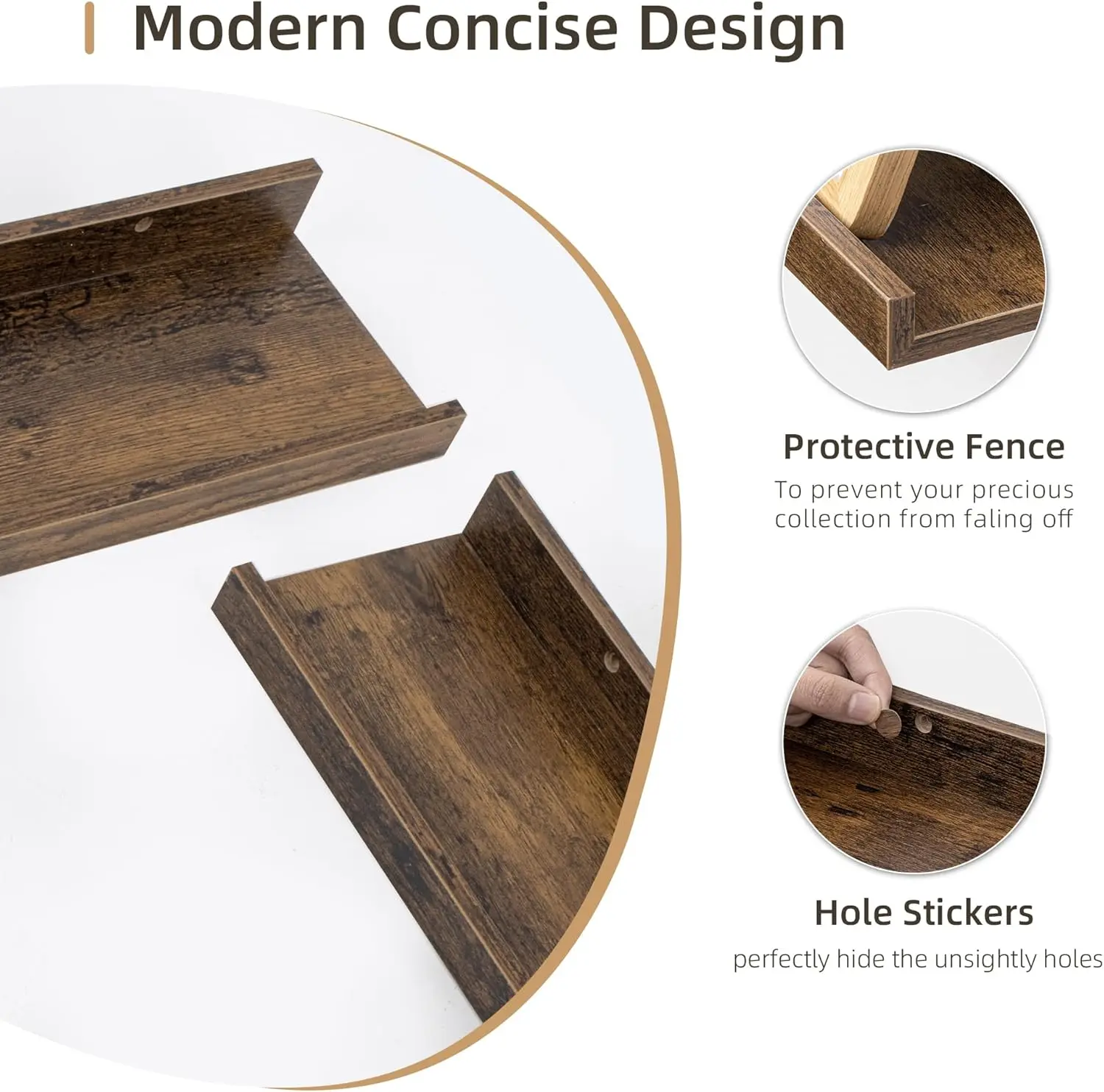 Set of 4  Picture Ledge Shelves Photo Ledge Nursery Book Shelves Wall Mounted for Living Room Kids Room Bedroom