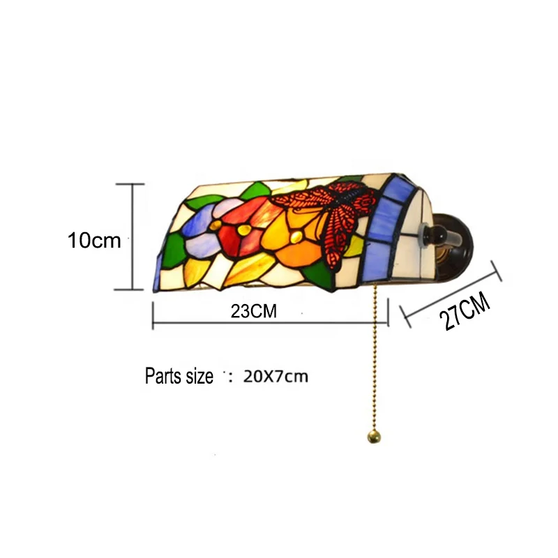Hot sale for stained glass of Tiffany bank wall lamp with pull switch in home living room bed besides light pull switch