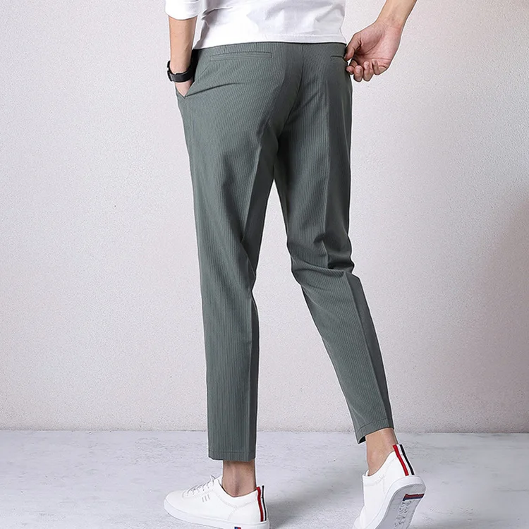 High Quality chino pants Mens, Straight Leg Stretchy Casual Trousers Regular Plain Cotton Pencil Pants/
