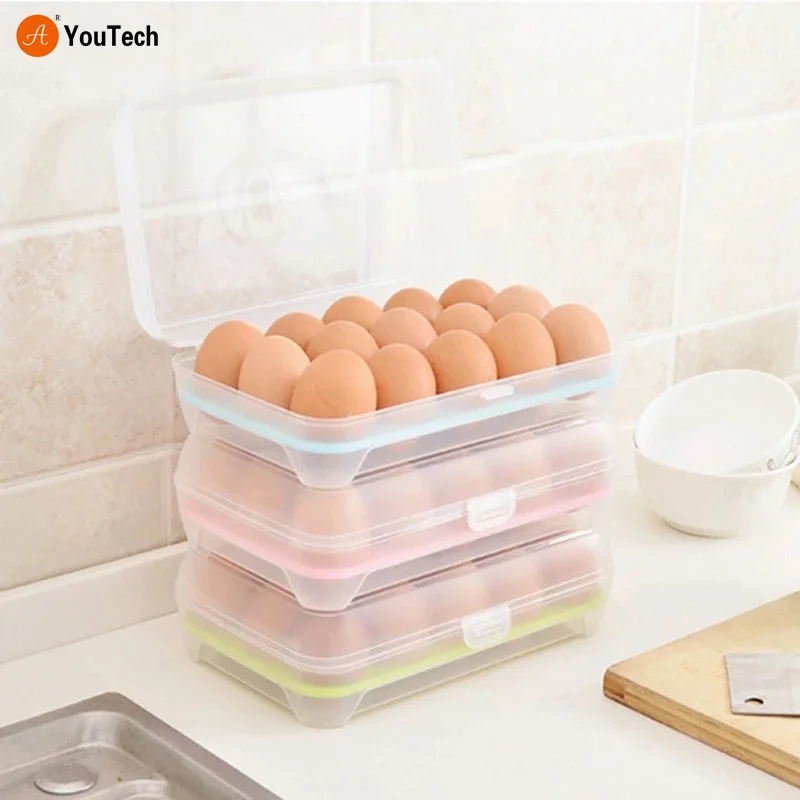15 Grid Egg Storage Box Portable Egg Holder Container for Outdoor Camping Picnic Eggs Case Kitchen Supplies