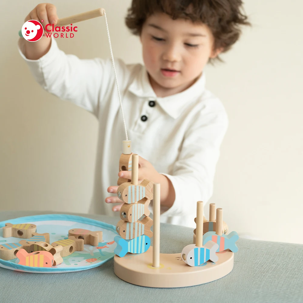 Классический мир, детские игрушки для баланса, магнитный подсчет, штабелер, деревянная игра для рыбалки, игрушка для малышей