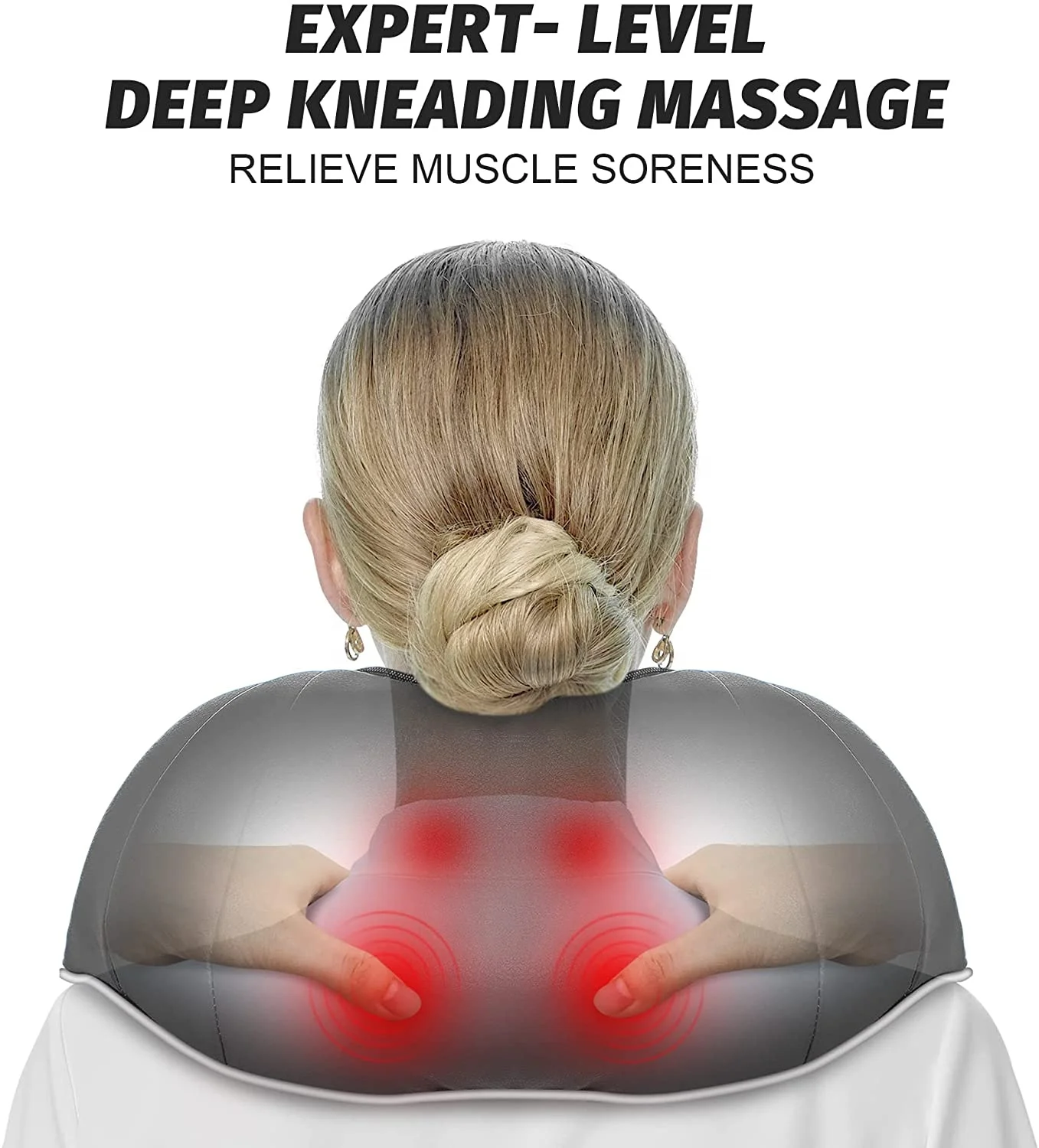 Electric shiatsu smart neck massager with heat collar machine adjustable back and neck kneading shoulder