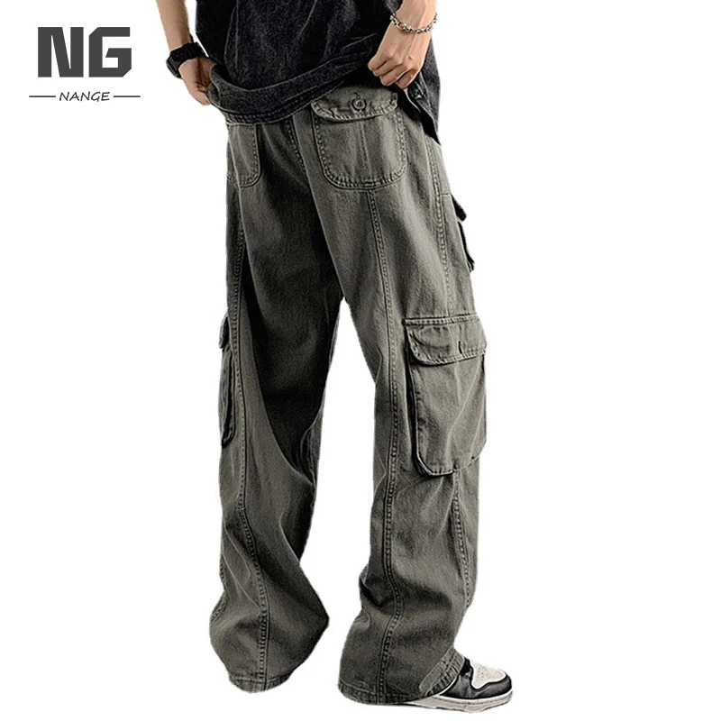 Manufacturer Custom Hip Hop High Street Mens Cargo Pants Multi Pockets Loose Mens Trousers