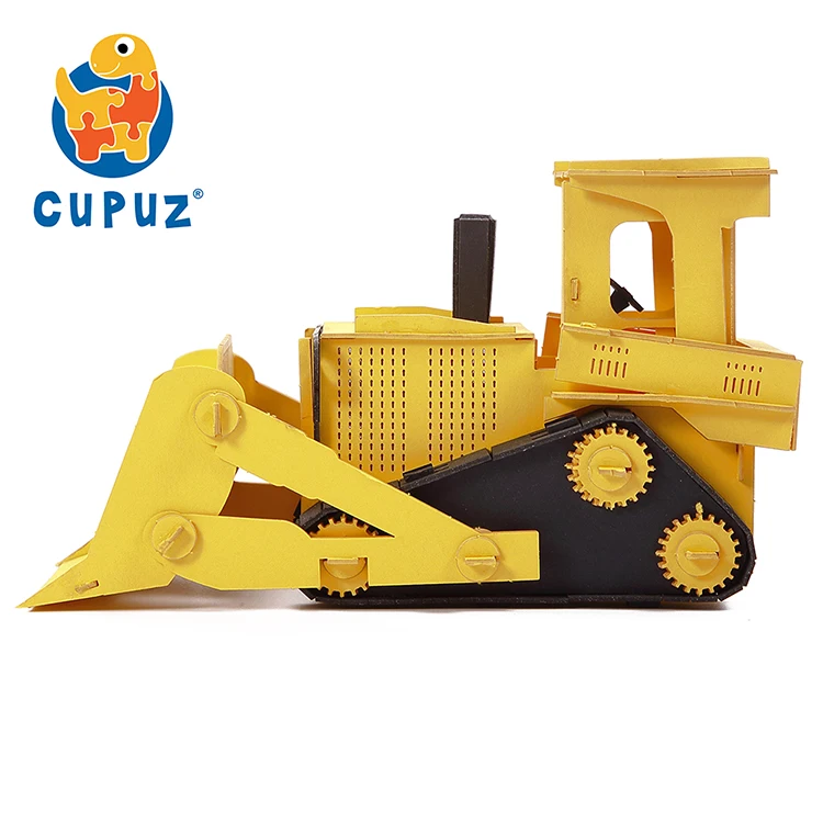 
Laser cut Bulldozer toy 3d paper model diy paper bus toy 