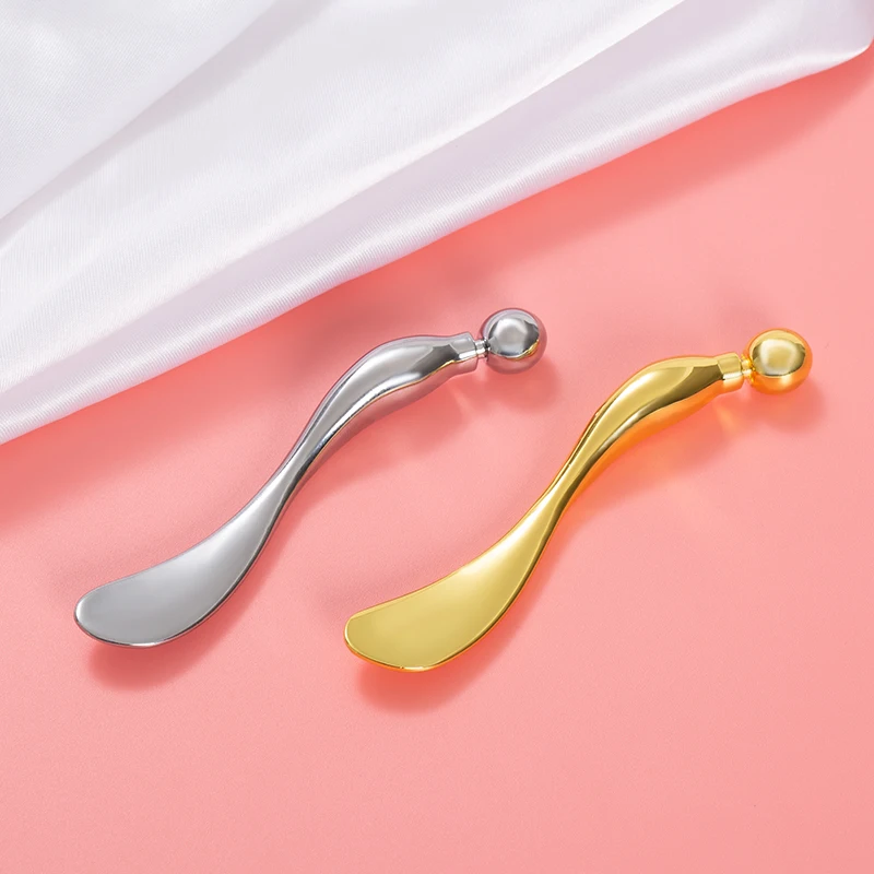Custom Logo Makeup Face Spoon Gold Metal Eye Cream Applicator Facial Massage Cosmetic Spatula