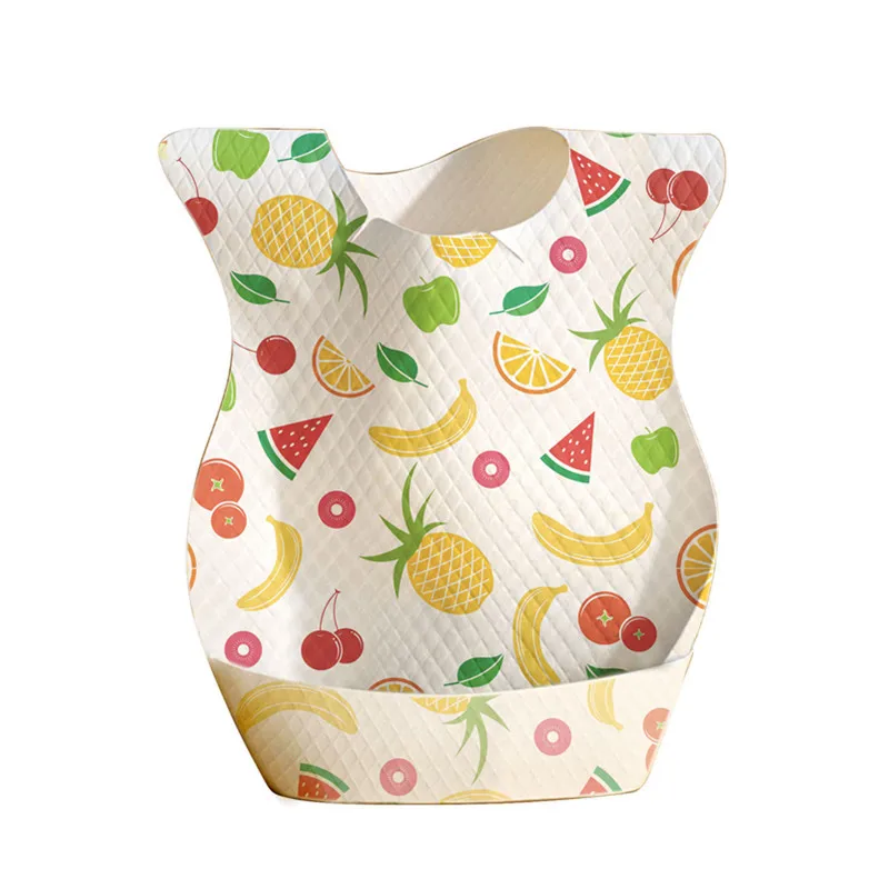 Cute baby Pocket Cartoon Print waterproof pocket bib Disposable 3D baby bib