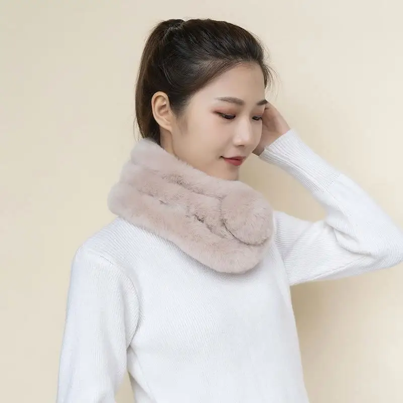 
Faux Fur scarf otter rabbit fur Scarves with three-tube neck thickened plush warm Scarves girl 