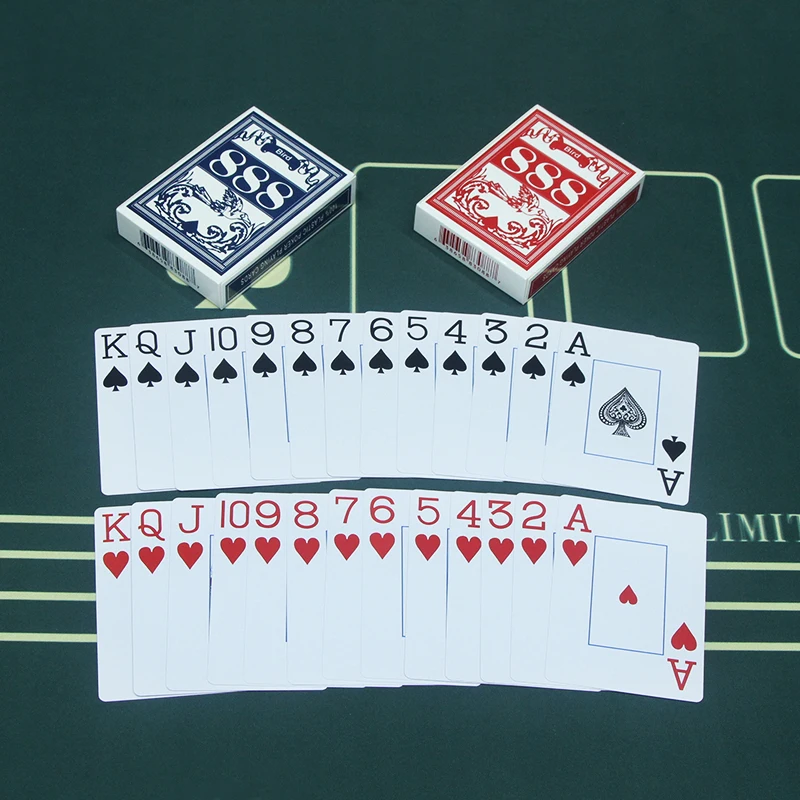 888 Poker Playing Card Wholesale 100% Plastic PVC Waterproof Durable Casino Poker Cards Custom Logo Plastic Poker Cards
