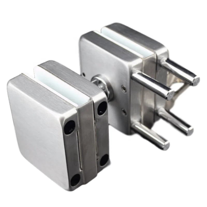 Square Two Sides Bottom With Knob Central Patch Sliding Frameless Body Double Fitting Glass Lock For Main Door