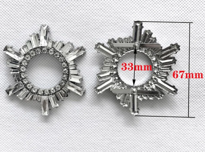 Silver Color Bling Crystal Glass And Diamond Metal Shoe Buckle For Women Shoe