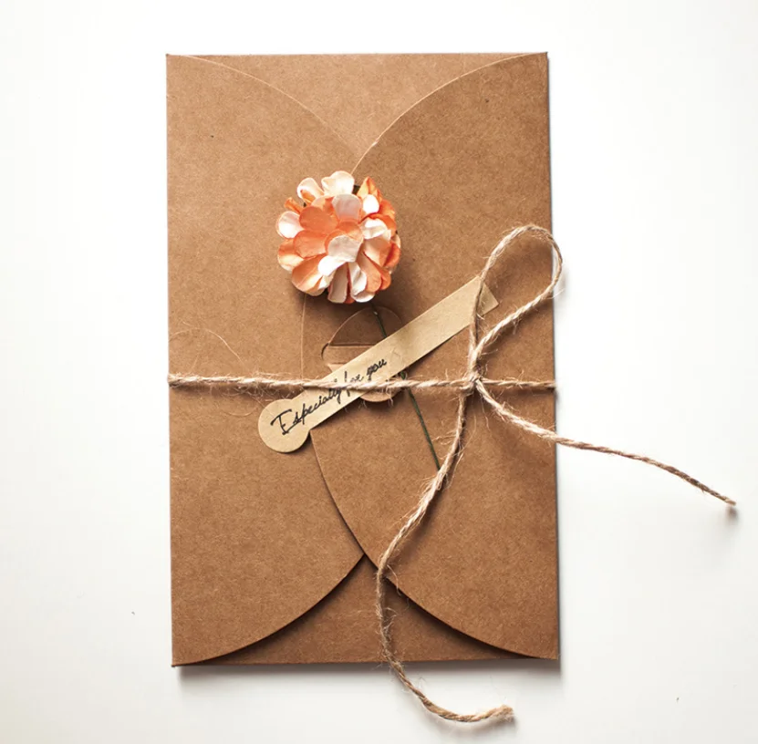 Dried flower birthday card Vintage kraft paper business blessing card Dragon Boat Festival card