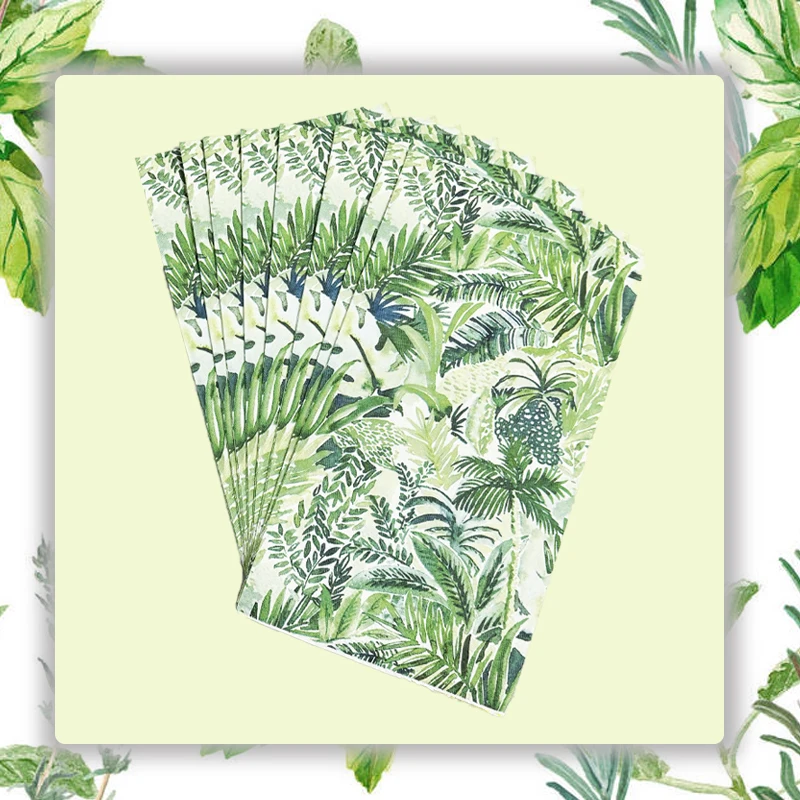Environmental friendly Tropical Palm Leaf Napkins Hawaiian Luau Aloha Paper Napkin Green Leaf Napkins for Holiday Tropical Theme