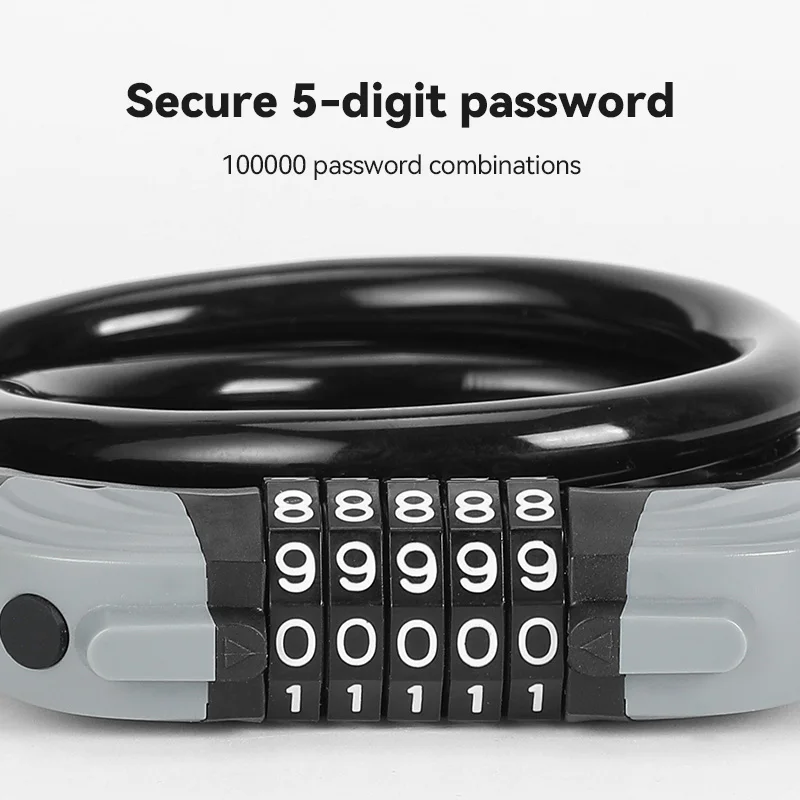 5 Digit Password Combination Bicycle Lock Coded Bike Cable Lock with Mounting Bracket