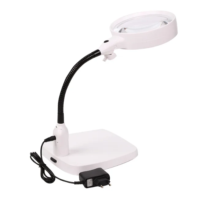 NO.7765 8x138 мм 6 LED двойной объектив адаптер питания оборудование для ремонта часов и ювелирных изделий с стол шланг настольная лампа лупа