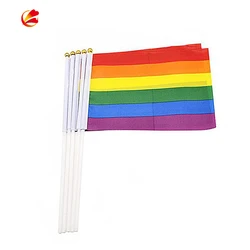 Rainbow Cheap Price Attractive Color Customize Size Hand Flag