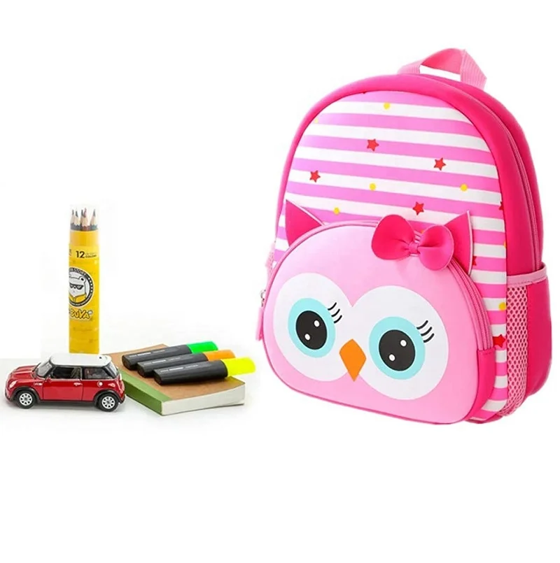 Girls Back Bags 3D Cute Cartoon Bird Neoprene Kindergarten School Bag Backpacks for School Children Cotton Waterproof Polyester