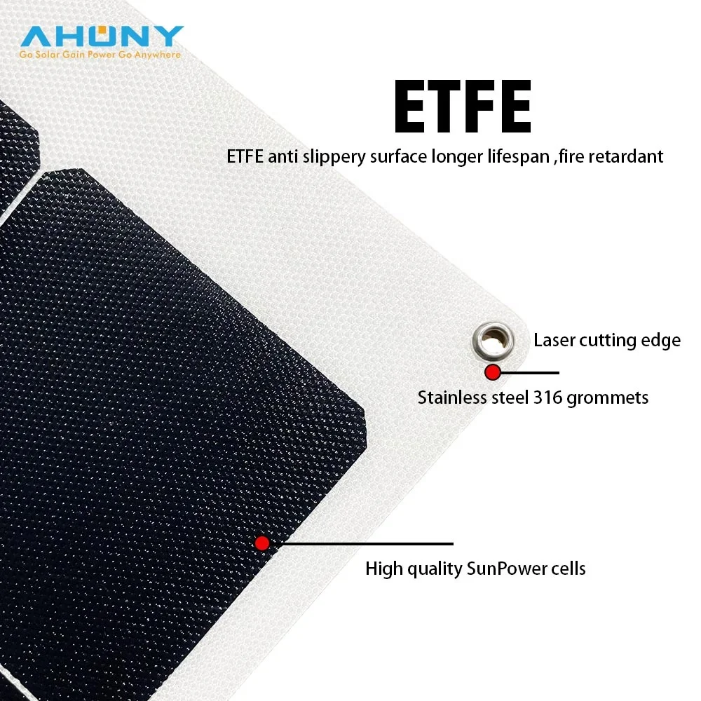 Custom panel solar flexible 170w thin light film bendable back contact sunpower cell for camping rv marine outdoor application