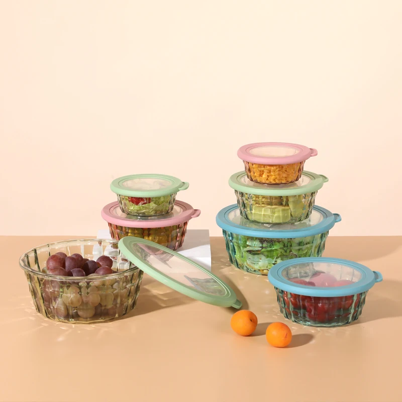 Набор из 3 предметов, круглые портативные герметичные пластиковые контейнеры для хранения пищевых продуктов с крышками