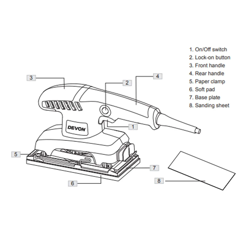 DEVON 2312-2 Popularity 1/3 Orbital Sander Electric Brushless Orbital Sander