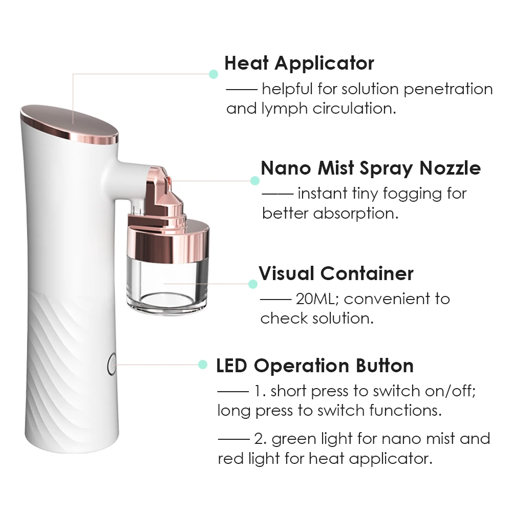 Synogal Portable 2 in 1 hyperbaric facial mist sprayer nano spray gun face moisturizing oxygen jet
