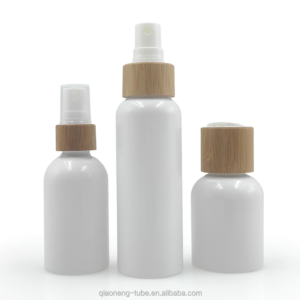 50ml 60ml 100ml pet spray bottles pet container face toner fine mist spray bottles cosmetic container packaging with wooden cap