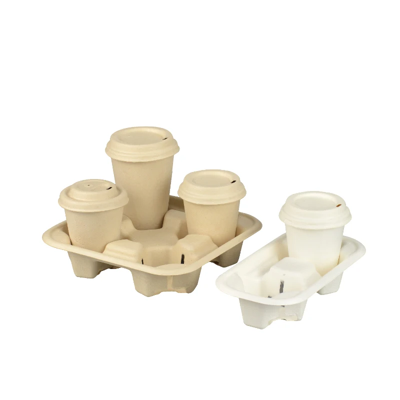 Eco friendly disposable  biodegradable compostable bagasse sugarcane pulp paper takeaway coffee or water drinking cup with lid