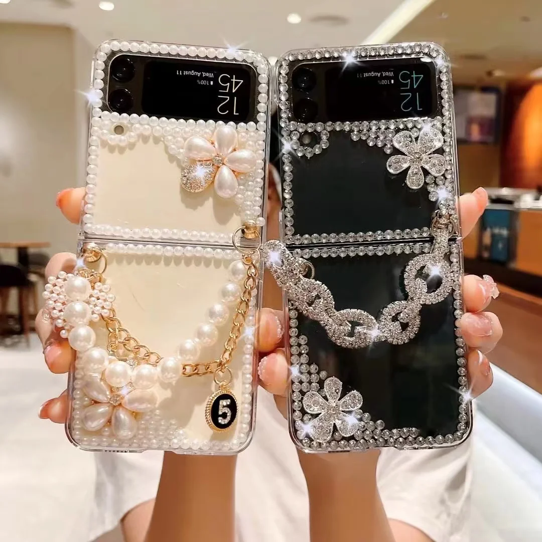 New Luxury 3D Handmade Series Sparkle Diamond Cell Phone Case For Samsung Z Flip 4 3 Case